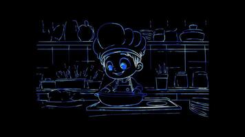 Neon frame effect, Chef Hat - Symbolizes cooking, chefs on black background video