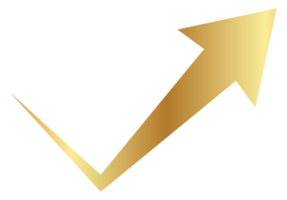 Gradient gold upward arrowhead for progress. A good graph is up. png