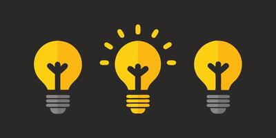 set of Icon illustration of lightbulbs representing ideas and innovation, suitable for creative or energy-related designs vector