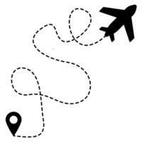 Creative illustration of plane with dashed path lines isolated on background. Art design airplane sky route. Abstract concept graphic element for air transportation presentation vector