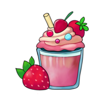 Strawberry Cupcakes on Transparent Background for Web banner and etc. png