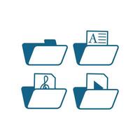 Folder icon. Set of flat folder icons. Suitable for document management application design elements, computer file directories, and office storage folders vector