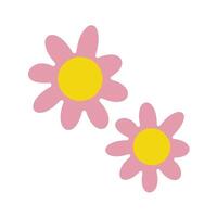 pink flowers icon over white background. cute flower with branches and leaves. The flower design symbolizes a beautiful, healthy and enjoyable life vector
