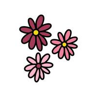 Red flowers icon set over white background. colorful design. cute flower. The flower design symbolizes a beautiful, healthy and enjoyable life vector
