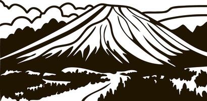 Doodle mountain icon Hand drawn clip art vector