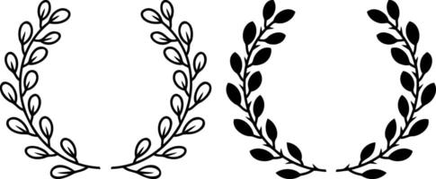 Laurel wreath icon collection Eco clipart Branch with leaf Frame Border vector