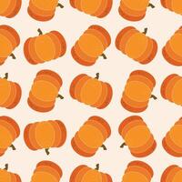Flying pumpkins on a light pink background form a seamless pattern for Halloween. vector