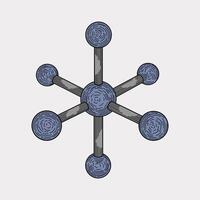 Atom molecule phosphor sketch colored illustration vector