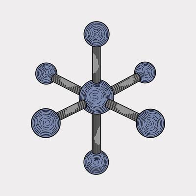 Atom molecule phosphor sketch colored illustration