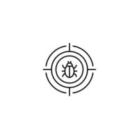 Bug target icon. Simple outline style. Technology concept. Thin line symbol. vector