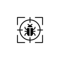 Debugging icon with a bug and target vector