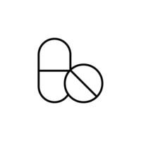 Pills and capsules icon collection. Simple flat minimalist medicine. Health and medical concept. vector