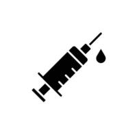 Syringe or injection with drop simple glyph icon vector