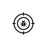 Malware bug target icon. Simple solid style. Network vulnerability, virus, malware, ransomware, fraud, spam, phishing, scam, hacker attack, IT security concept. illustration isolated. vector