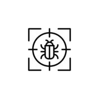 Simple bug icon, computer virus or malware. Black icon on white background vector