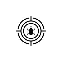 Bug Target Icon solid style. IT security concept. Solid symbol vector