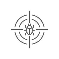 Debug icon. Outline style. virus targets. Thin line symbol. Editable stroke. vector