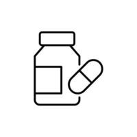 Pill bottle line icon. Health and medical concept. Outline style. Thin line symbol isolated. vector