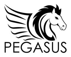pegasus logo mythological flying horse with wings illustration isolated on white background vector