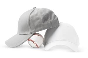 Two White Baseball Caps on a White Background photo