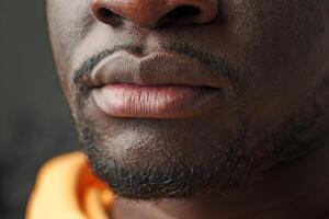 Close-Up of African Mans Lower Face and Lips photo