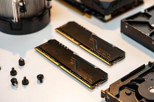 Computer parts of processing unit close up photo