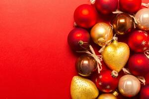 Xmas or new year composition with holiday decorations photo