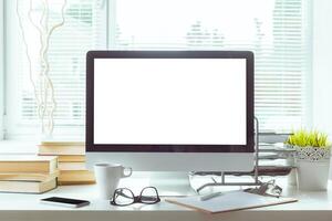 working table with computer photo