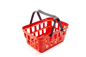 Empty shopping basket isolated on white background photo