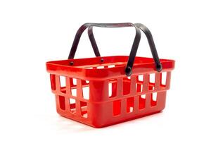 Empty shopping basket isolated on white background photo