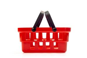 Empty shopping basket isolated on white background photo