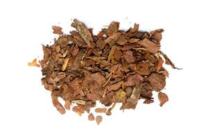 heap of pine bark isolated photo