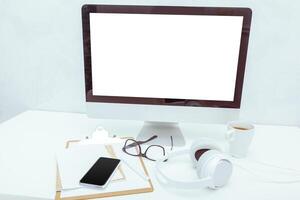working table with computer photo