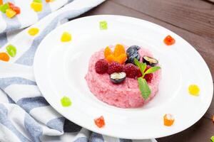 pink mochi japanese sweet rice treat photo