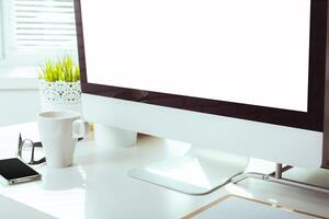 working table with computer photo