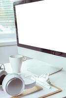 working table with computer photo