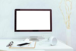 working table with computer photo