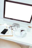 working table with computer photo