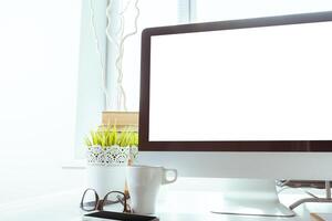 working table with computer photo