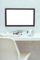 working table with computer photo
