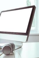 working table with computer photo
