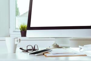 working table with computer photo