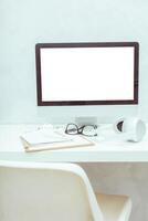 working table with computer photo