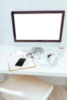 working table with computer photo