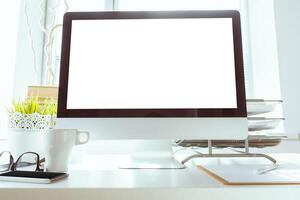 working table with computer photo