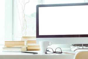 working table with computer photo