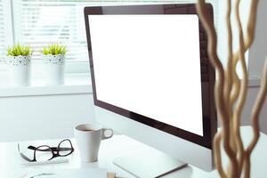 working table with computer photo