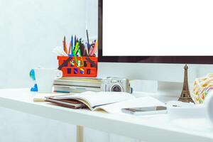 working table with computer photo