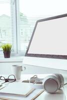 working table with computer photo