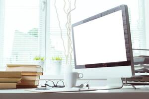 working table with computer photo